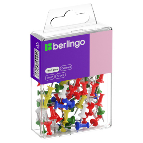 Кнопки силовые, 50шт., ассорти, пласт. упак., европодвес, Berlingo