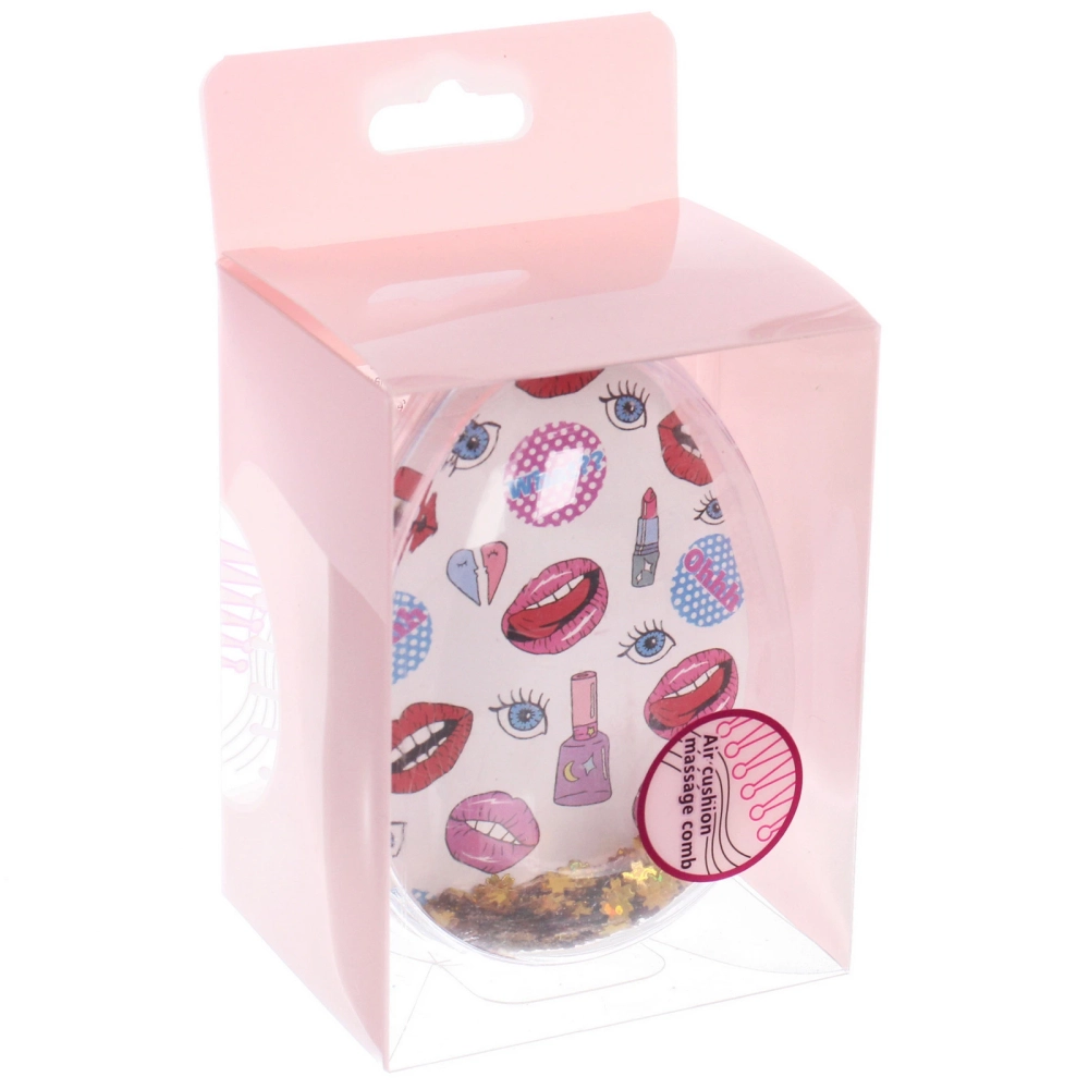 Расческа массажная «АМОР», микс 4 дизайна, 8*6см (PVC коробка)