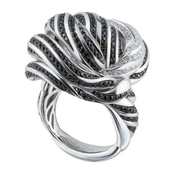 Кольцо с Чёрными Сапфирами и Бриллиантами, R0124-0/2