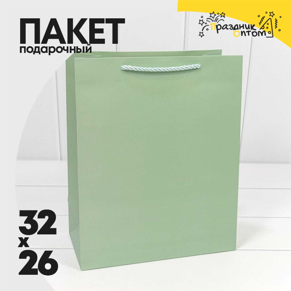 Пакет подарочный 26х32х13см "Фактура" (Зеленый)