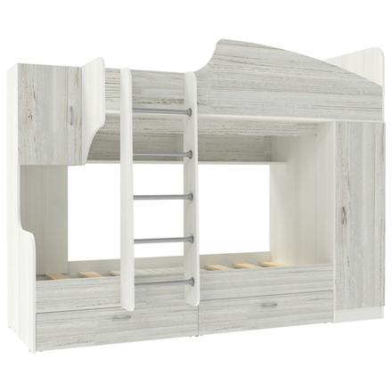 Двухъярусная кровать КарИВи Юниор 2 Белое Дерево Винтерберг