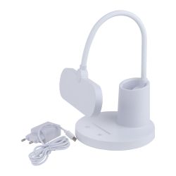 ULM-D603 10W-3000-6000K-DIM WHITE Светильник настольный светодиодный с подставкой под канцелярские принадлежности. Сенсорный выключатель. Диммер. Белый. TM Uniel