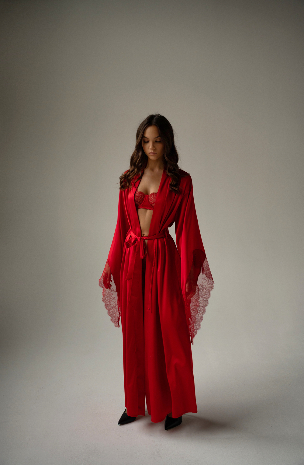 Халат-кимоно в пол Rouge Красный