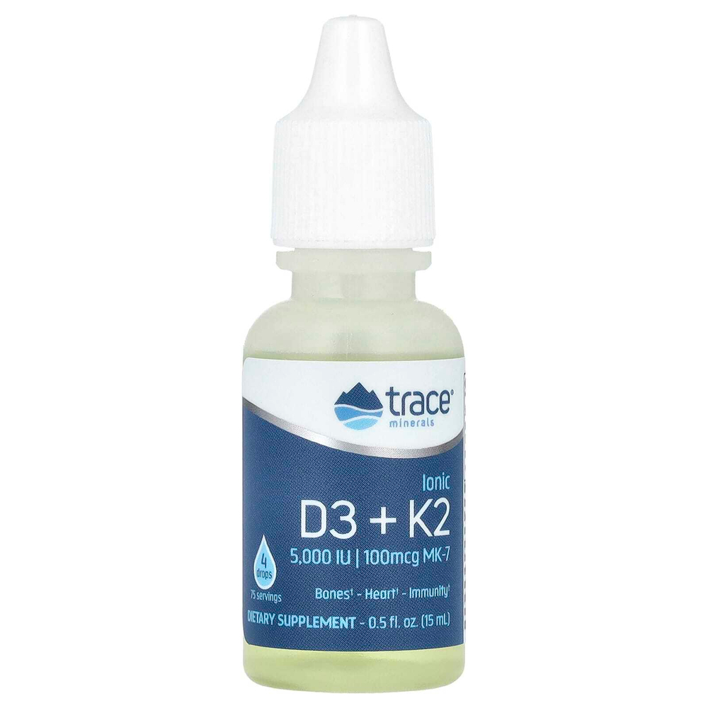Trace, Ионные D3 + K2, 15 мл (0,5 жидк. унц.)