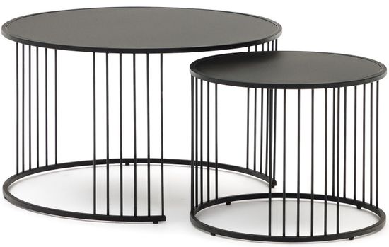 2 столика Hadar из закаленного стекла и металла с матовой черной отделкой, 75см / 45см Испания