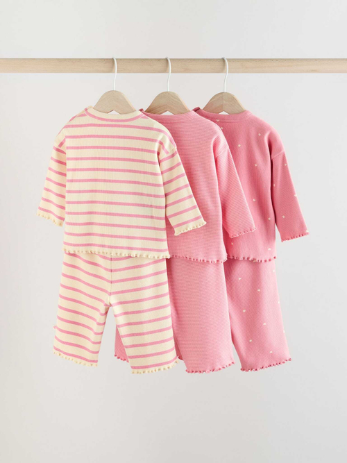 Лонгслив и легинсы в комплекте для малышей Next E66-976, 3 шт., Молочный, Розовый