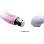 Розовый вибратор-ротатор со стимулятором клитора и возвратно-поступательными движениями - 30 см.