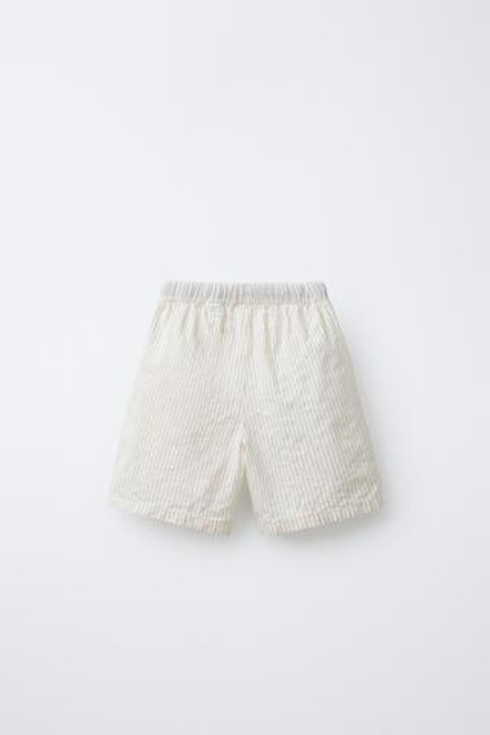 ZARA ШОРТЫ В ПОЛОСКУ, ЭКРЮ/ЧЕРНЫЙ