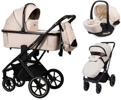 Детская коляска Peppy Tecla 3 в 1 с автокреслом Verona Beige Stone Chrome Edition Бежевый