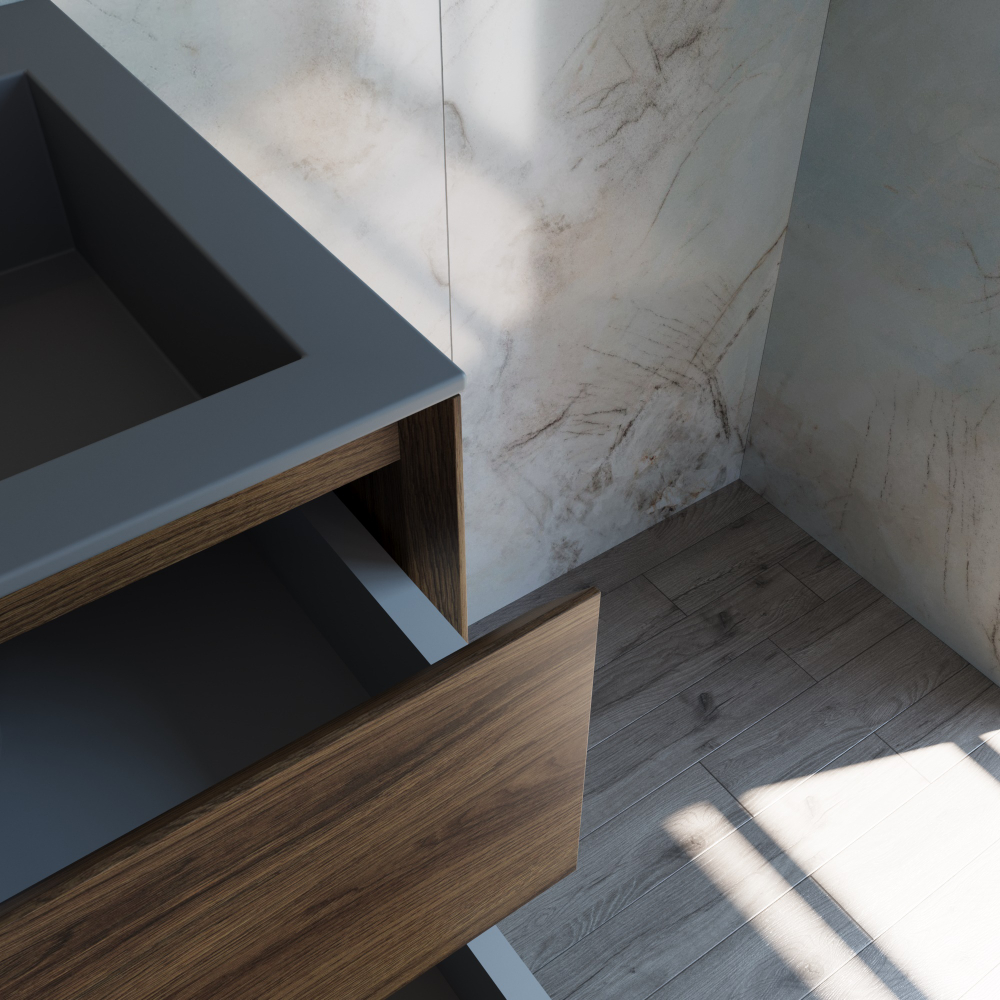 База под раковину Luka 600 подвесная, 2 выкатных ящика soft-close, С.Oak