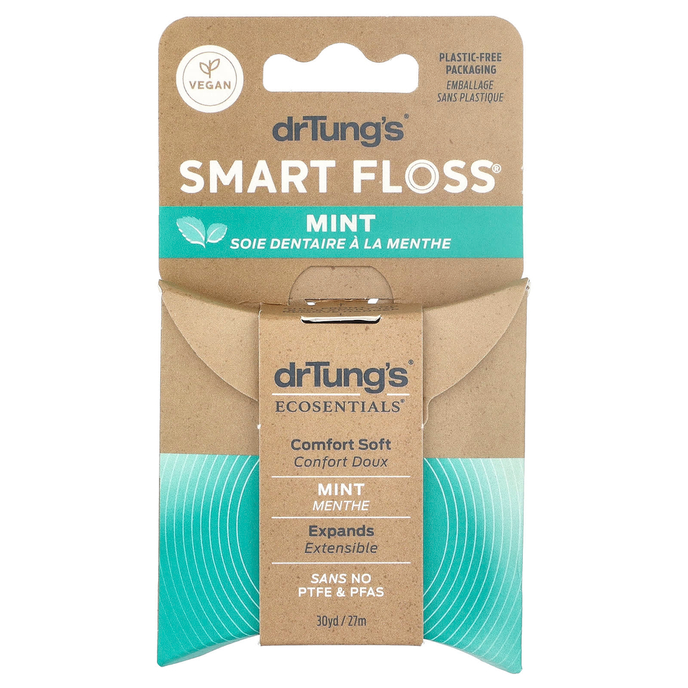 Dr. Tung's, Ecosentials™, Smart Floss®, мятный вкус, 27 метров (30 ярдов)
