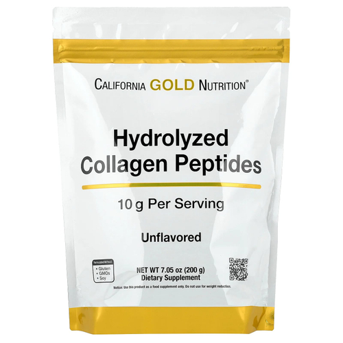 California Gold Nutrition, пептиды гидролизованного коллагена типов I и III, без добавок, 200 г (7,05 унции)