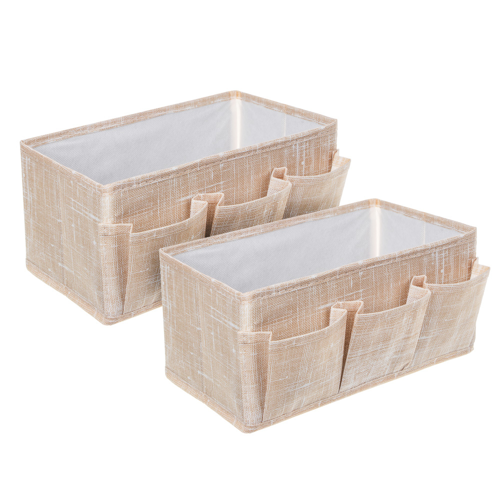 Комплект коробов тм VETTA ЛЁН, текстиль, бежевый, 25х15х12см, 2 шт