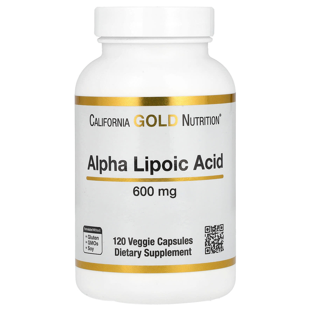 California Gold Nutrition, альфа-липоевая кислота, 600 мг, 120 растительных капсул