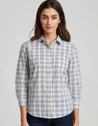 Рубашка женская клетка QOZA, белая, р.xs-l