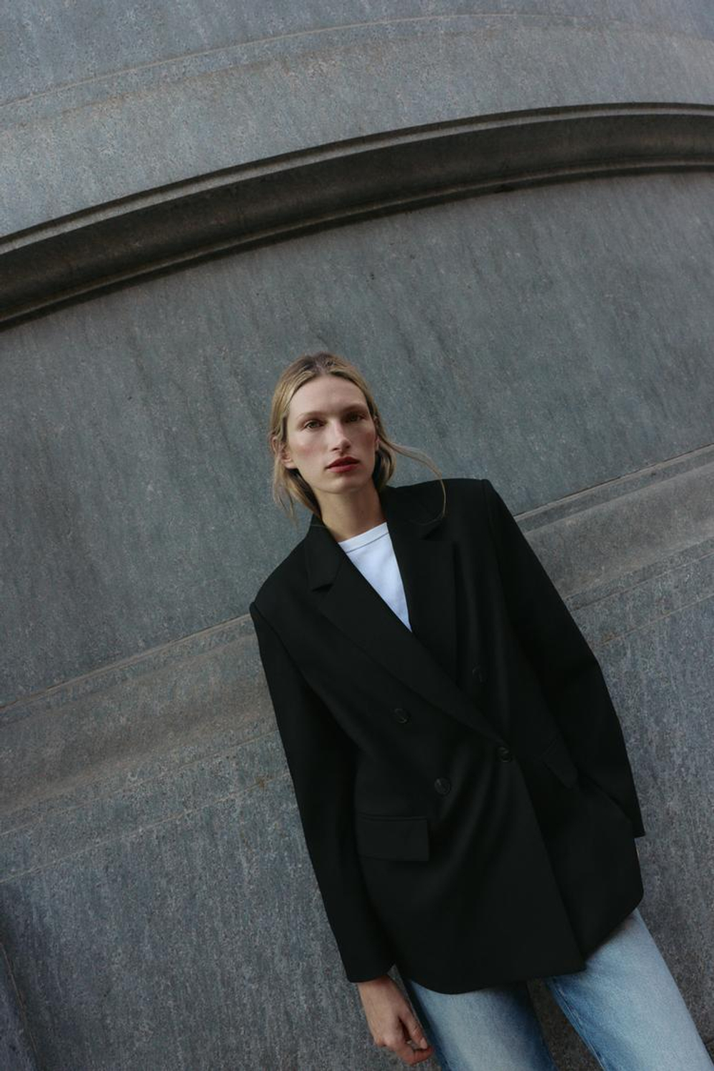 ZARA ДВУБОРТНЫЙ БЛЕЙЗЕР ОВЕРСАЙЗ, ЧЕРНЫЙ