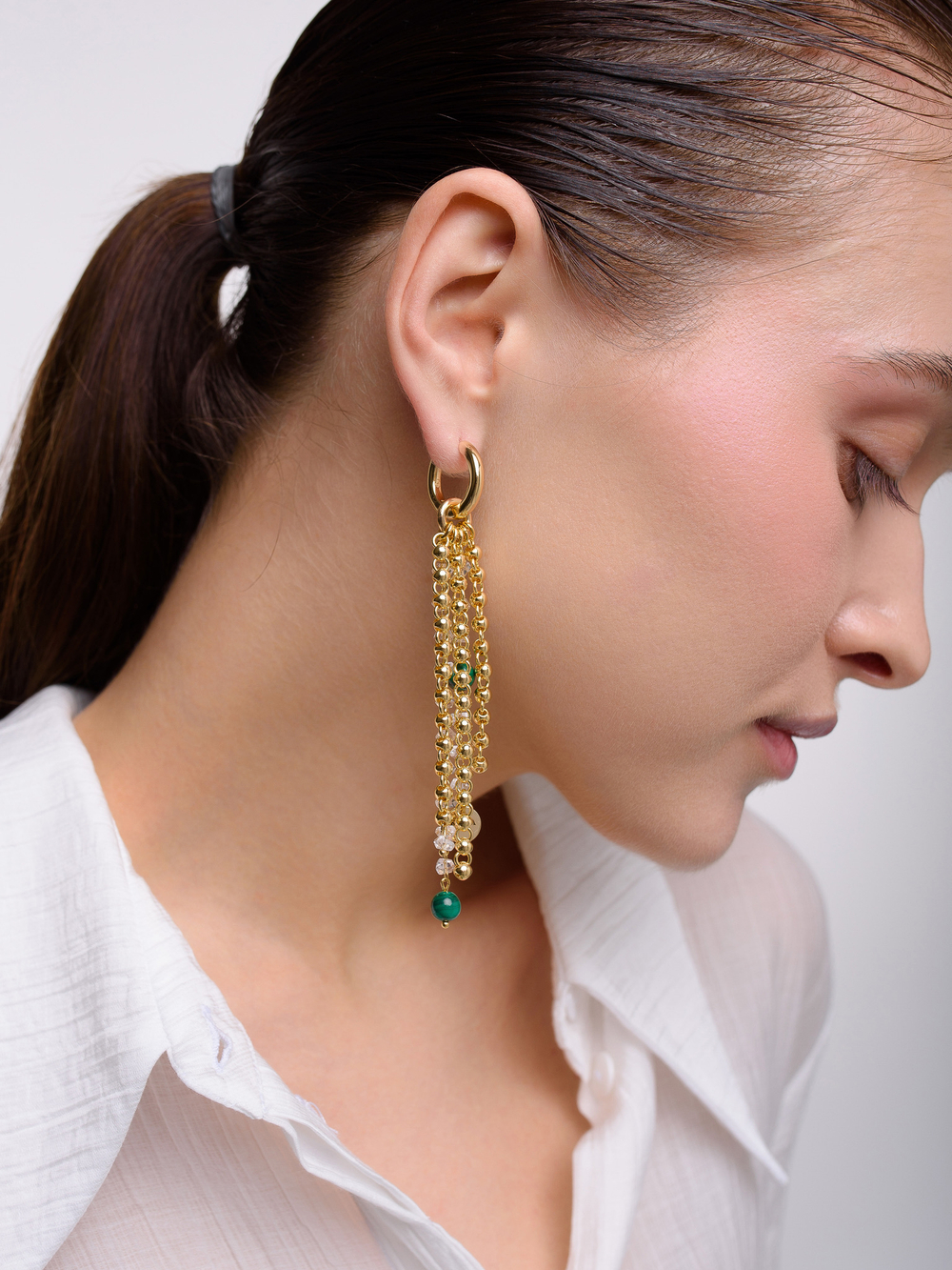 Серьги "Night" с малахитом Gold