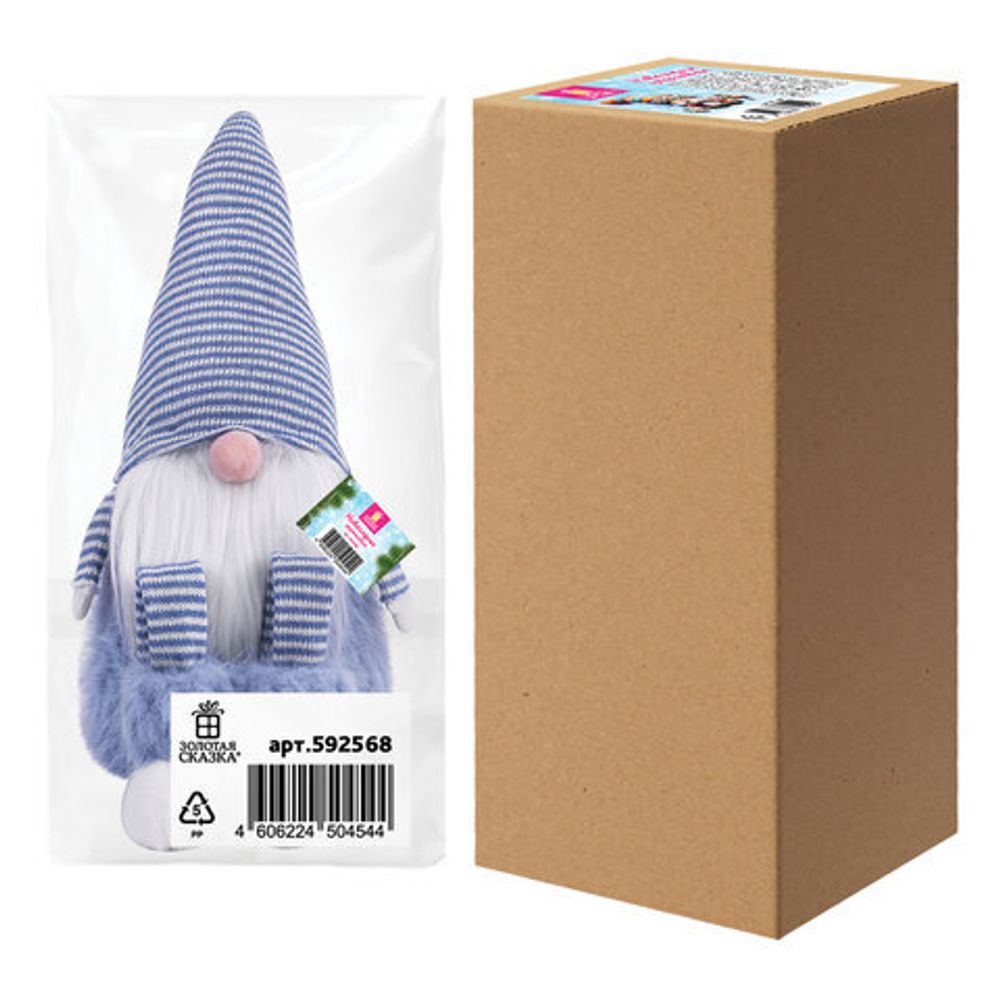 Украшение новогоднее интерьерное, 63 см, "Гном в костюме", полиэстер, пенопласт, ЗОЛОТАЯ СКАЗКА, 592568