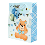 Пакет подарочный "Новорожденный" 26*32*10 см, ручки-шнурок, обработка - фольга, 4 цвета микс