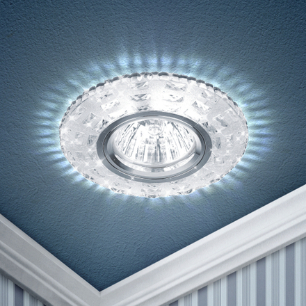 Светильник встраиваемый cо светодиодной подсветкой ЭРА DK LD8 SL/WH под лампу MR16 GU5.3 прозрачный