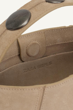 ZARA КОЖАНАЯ МИНИ СУМКА, БЕЖЕВЫЙ