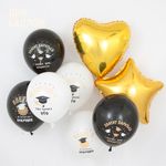 Шар (12''/30 см) Поздравляю, Выпускной!, Белый (200)/Черный (299), пастель, 2 ст, 25 шт.