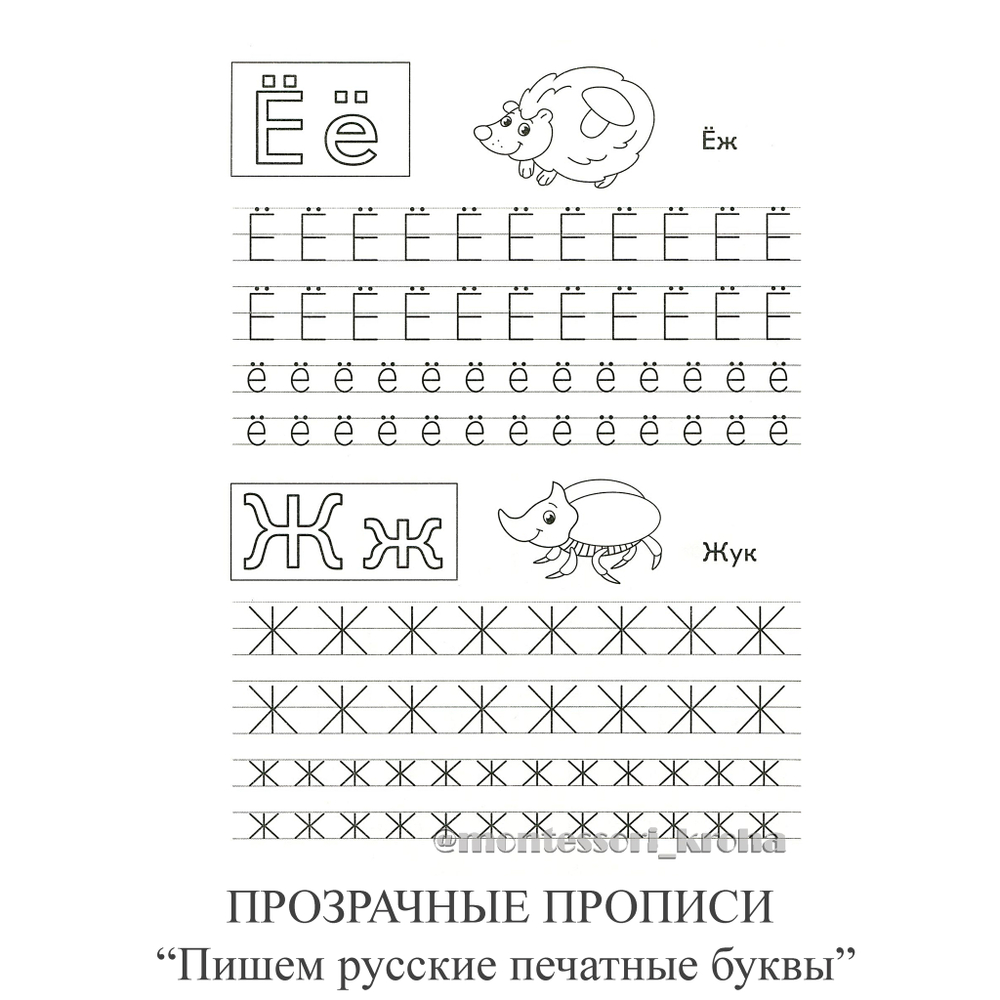 ПРОЗРАЧНЫЕ ПРОПИСИ «Пишем русские печатные буквы». Рабочая тетрадь