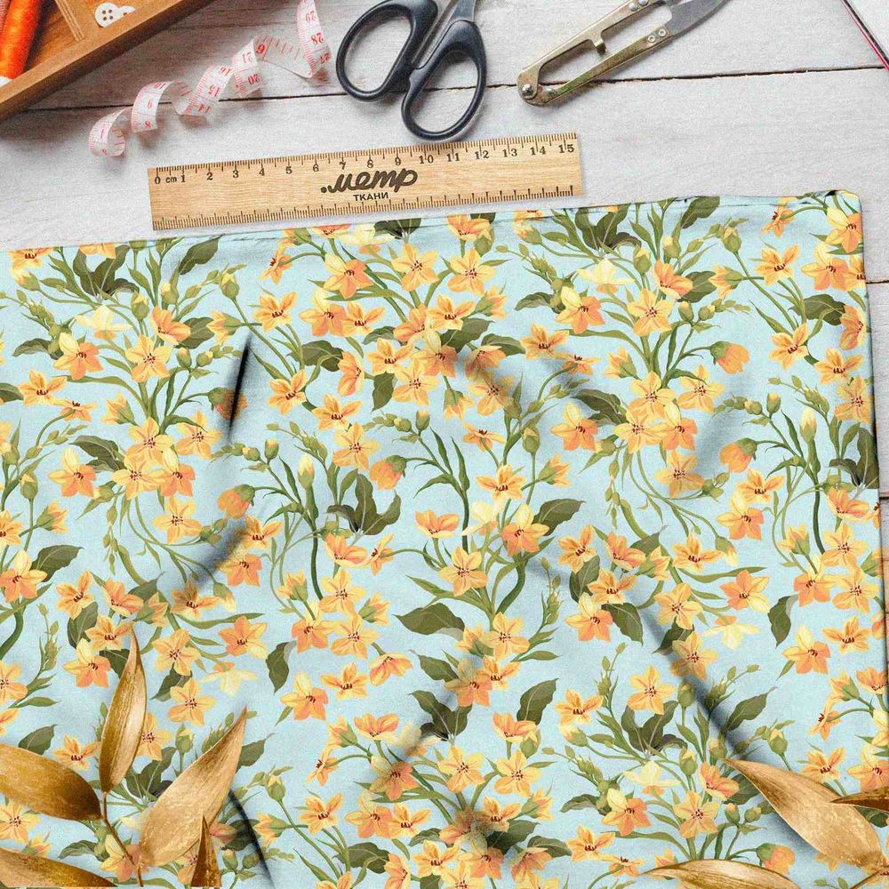 Ткань сатин цветочные переплетения