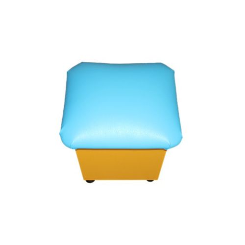 Пуфик без аппликации голубо-желтый