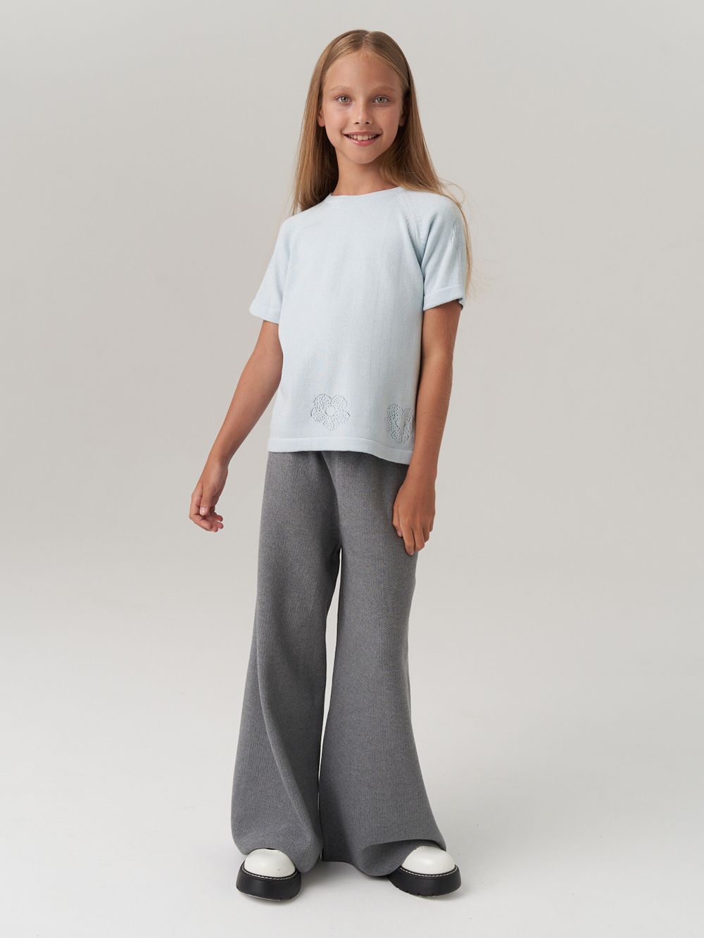 Джемпер для девочки с коротким рукавом AT1083 голубой