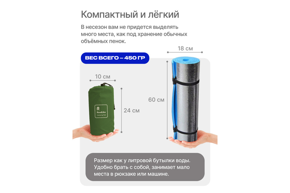 Коврик надувной туристический RoadLike Camping Зеленый