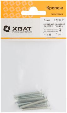 Винт с потайной головкой с полной резьбой оцинкованный DIN 965 4 х 35 (фасовка 7 шт.)