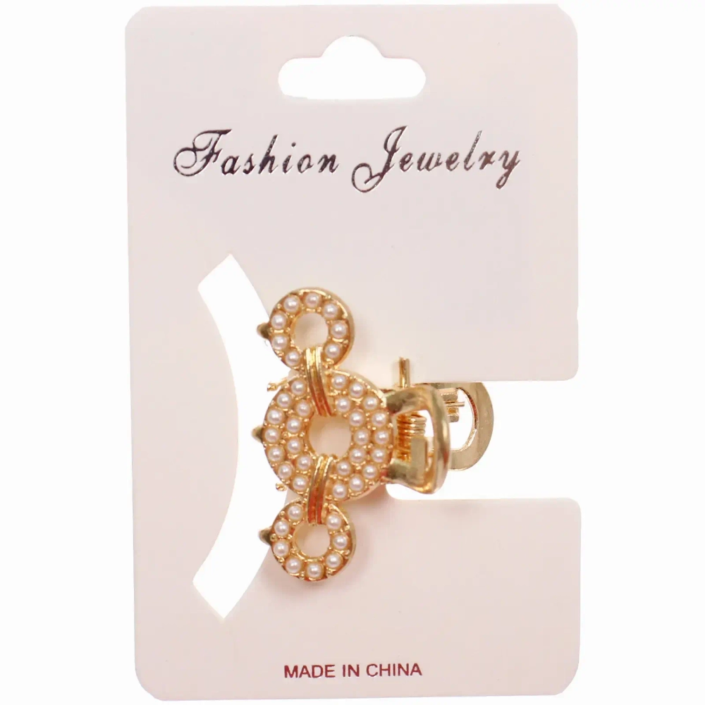 Заколка - краб для волос на блистере 1шт «PREMIUM», сокраменто, цвет серебро и золото, 2.5*2.6см