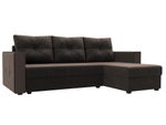Диван угловой Валенсия Лайт правый угол, Коричневый, Велюр, 117748