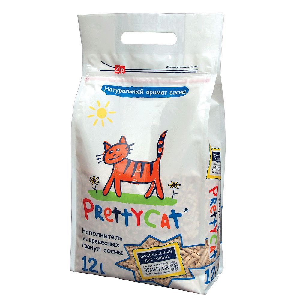 Наполнитель древесный для кошачьего туалета PrettyCat Wood Granules, Пакет 12 л