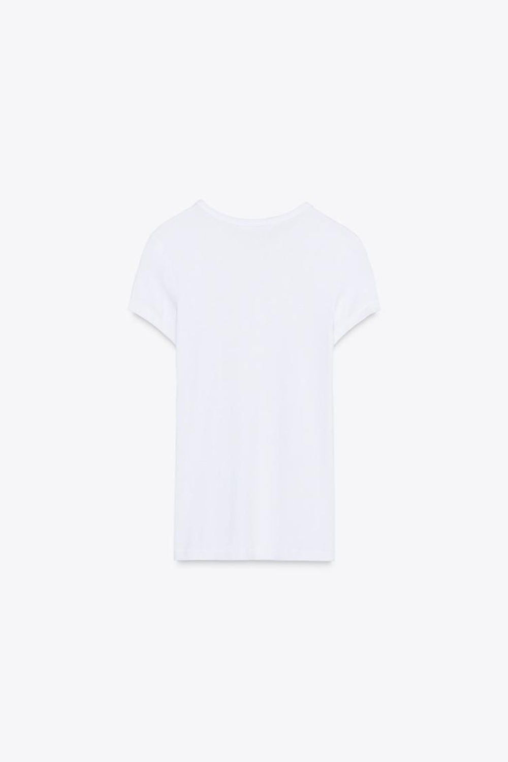 ZARA ФУТБОЛКА ИЗ ВИСКОЗЫ С КОРОТКИМИ РУКАВАМИ, БЕЛЫЙ