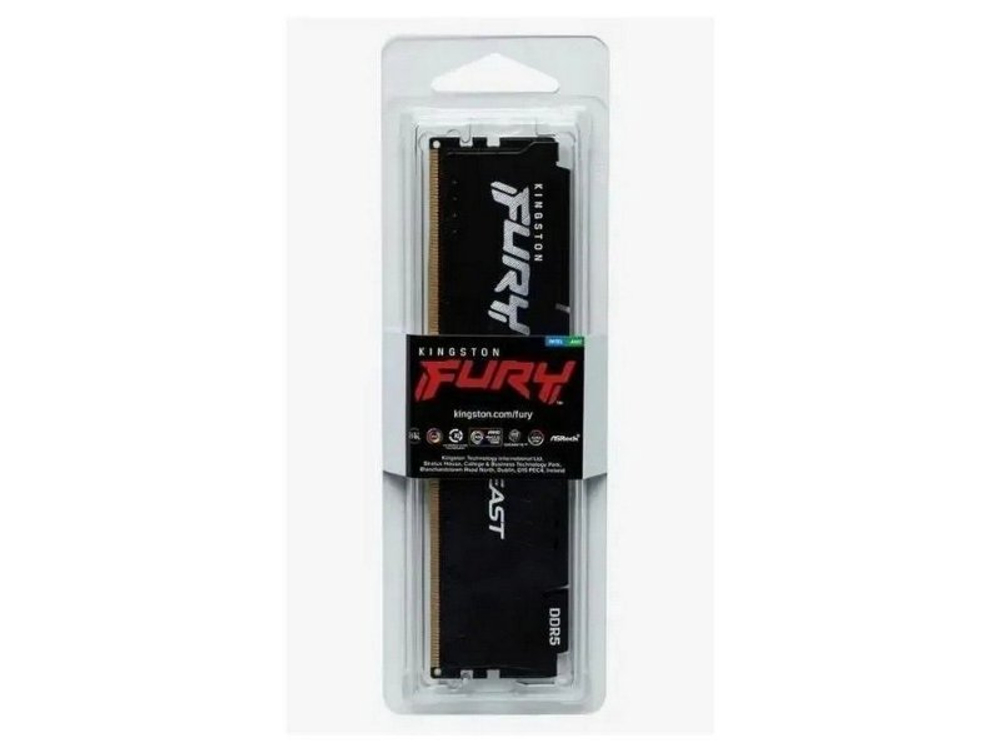 Оперативная память Kingston Fury Beast Black KF564C32BB-32, DDR5 1х 32ГБ 6400 МГц, DIMM, RTL