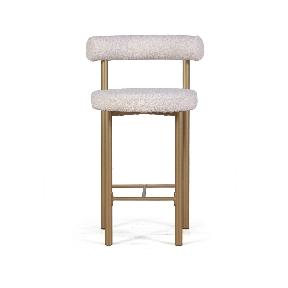 Стул полубарный Biggi, букле Turin ivory / опоры золото