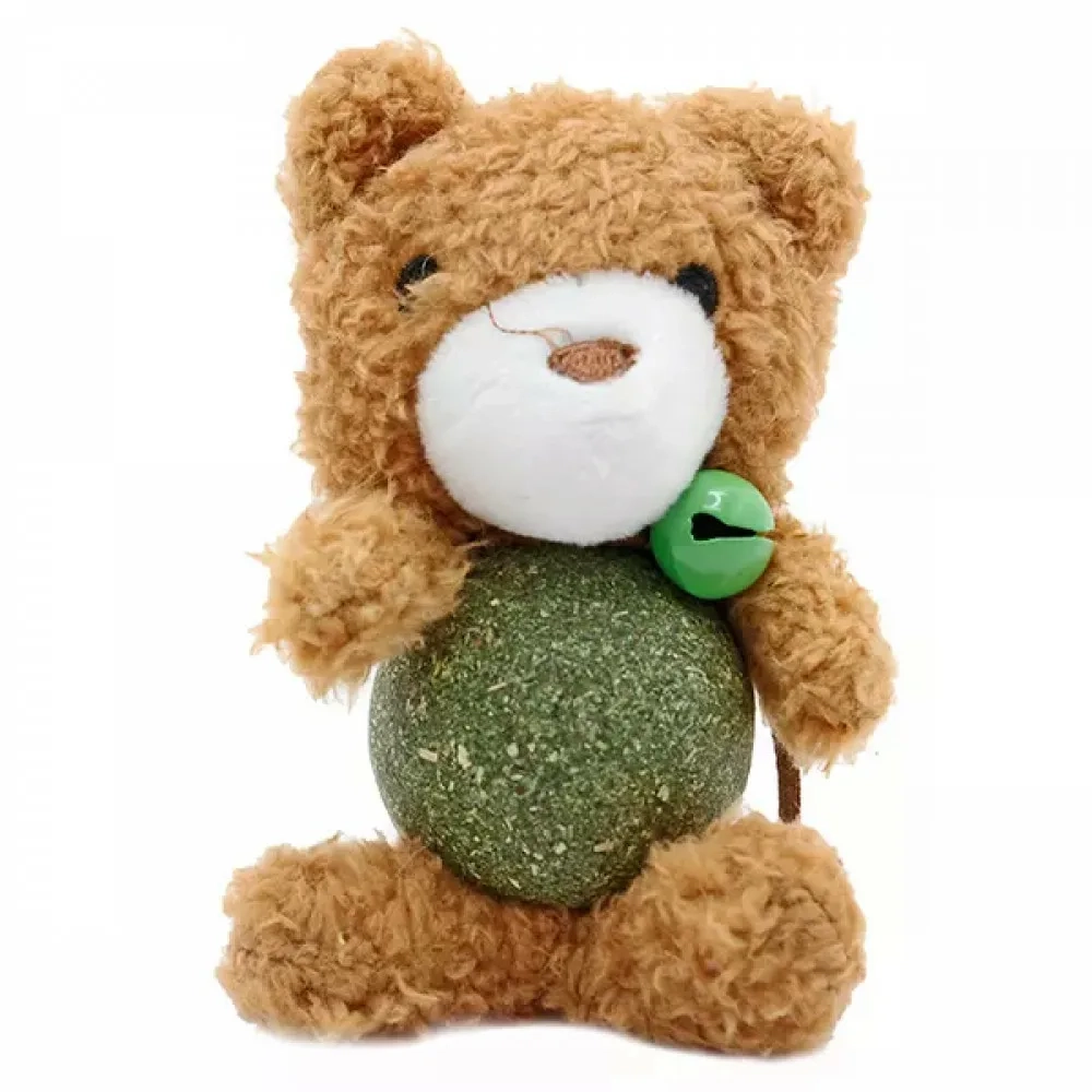 КОТ ЛУКАС Игрушка для кошек Мишка с шариком кош.мяты 10,5*8 см 57 г