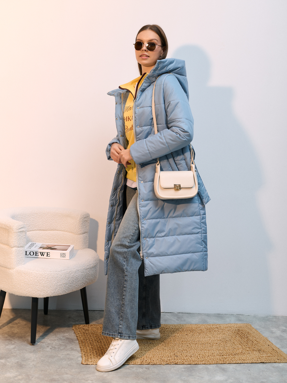 Пальто  демисезонное "Анель" голубой