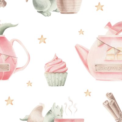 Акварельные дракончики и сладости.