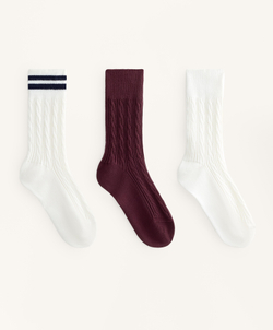 OYSHO Три пары классических носков из смесового хлопка, винный