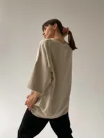 Футболка One Two Logo Oxford Tan бежевая