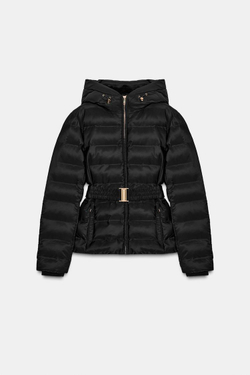 ZARA КОРОТКИЙ ПРИТАЛЕННЫЙ АНОРАК WATER REPELLENT WINDPROOF, ЧЕРНЫЙ