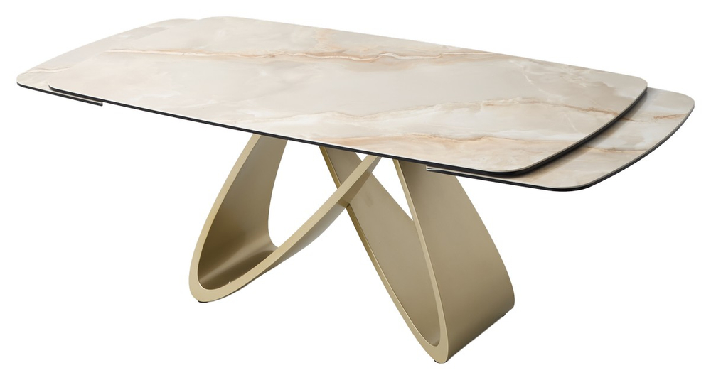 Стол PALACIO 180  GLOSS GRAND JADE,керамика на стекле/ Шампань, ®DISAUR