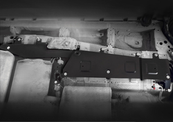 Защита топливных магистралей АвтоБроня для Geely Okavango I поколение рестайлинг (VX11) РКПП FWD 2024-н.в., рынок РФ, сталь 1.5 мм, с крепежом, штампованная, 111.01945.1