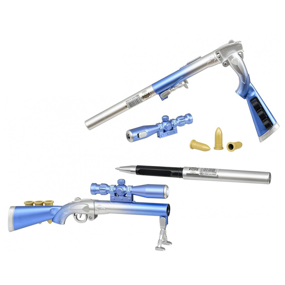 Ручка шариковая, Basir, синие чернила, серия "Ружьё", в форме оружия, с фонариком, 30 шт