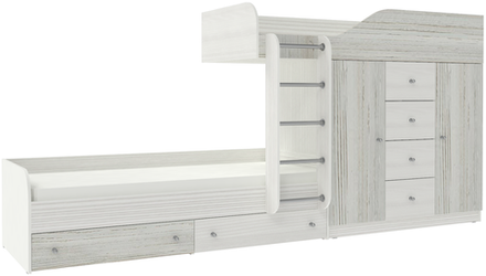 Двухъярусная кровать КарИВи Астра 6 Белое Дерево Винтерберг
