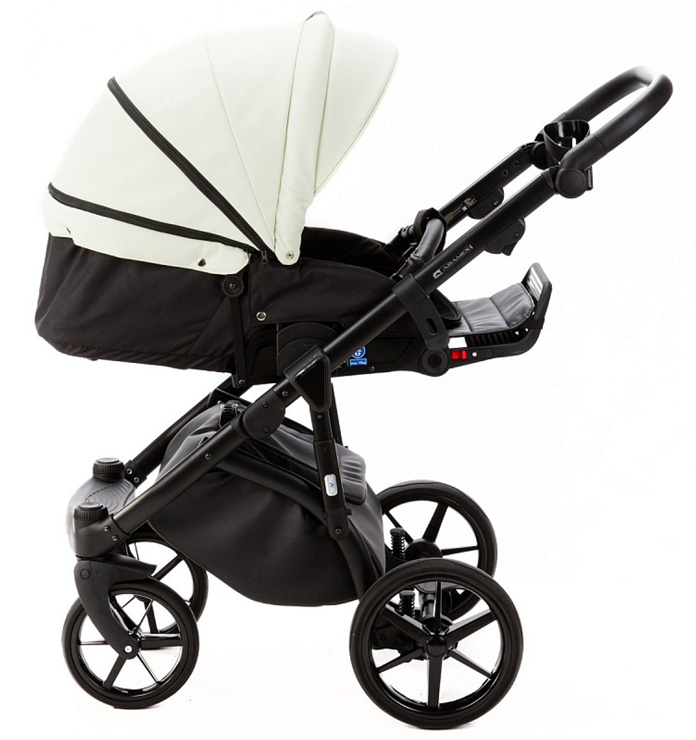 Детская коляска Adamex Nola Deluxe 3 в 1 N-SD104 (КРЕМОВАЯ КОЖА + ЧЕРН.КОЖА)