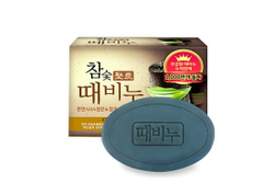 Mukunghwa Мыло-скраб для тела с древесным углем Hardwood Charcoal Scrub Soap 100 гр